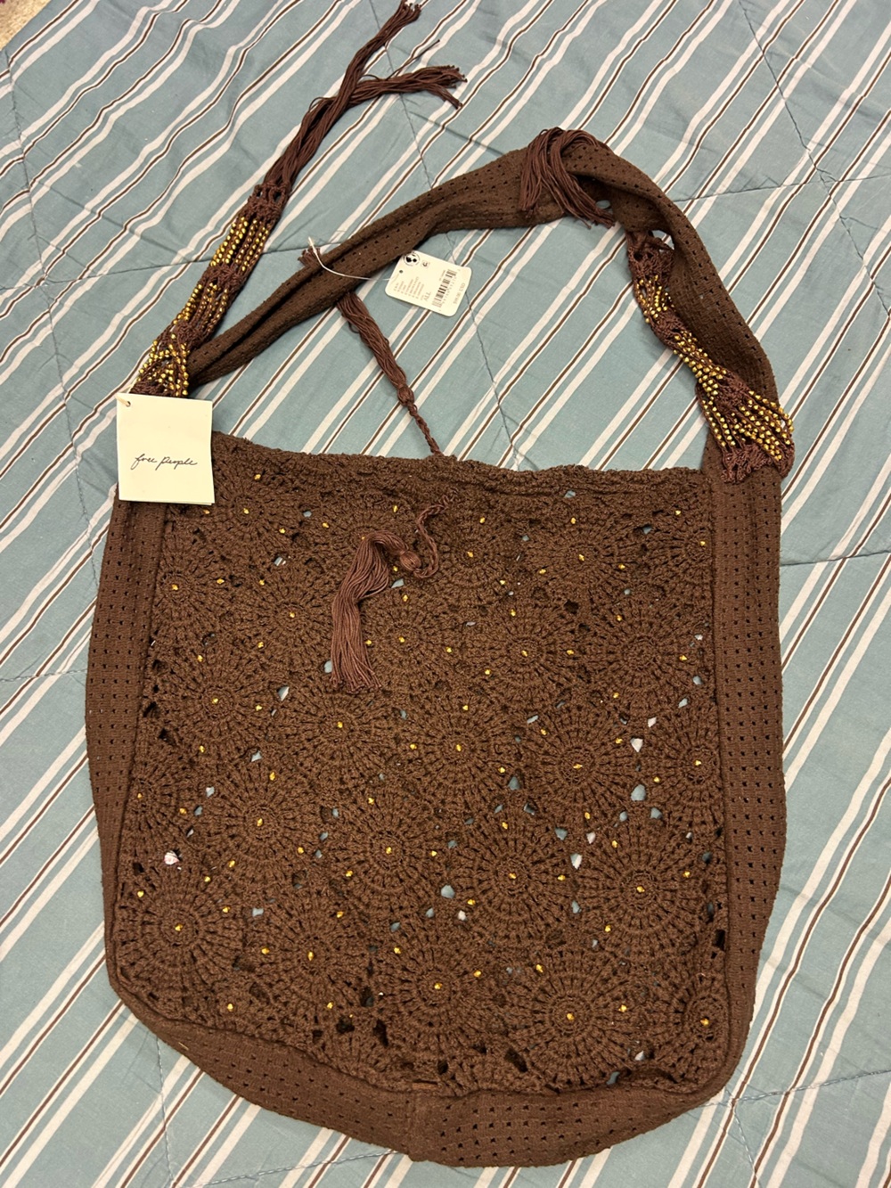 NWT Free People Brown Cotswold Crochet Bag - Picture 5 of 12